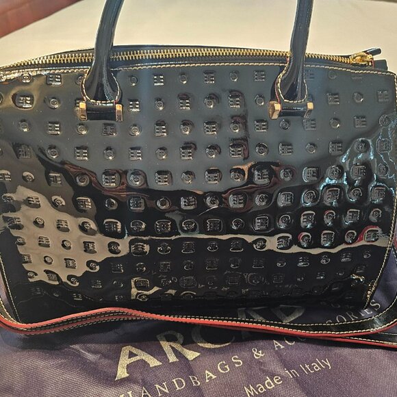 Arcadia Italian Black Patent Leather Satchel - Authentic - Picture 3 of 6